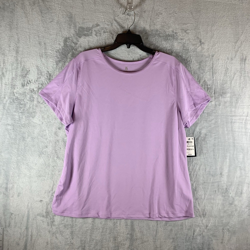 Ideology Women's XXL Top T Shirt Purple Performance Crew‎ Neck Short Sleeve NWT